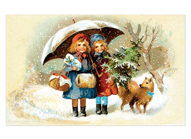 Christmas Postcard Box - 36 Unique Vintage Postcards