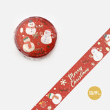 Cinta washi con diseño de muñeco de nieve navideño