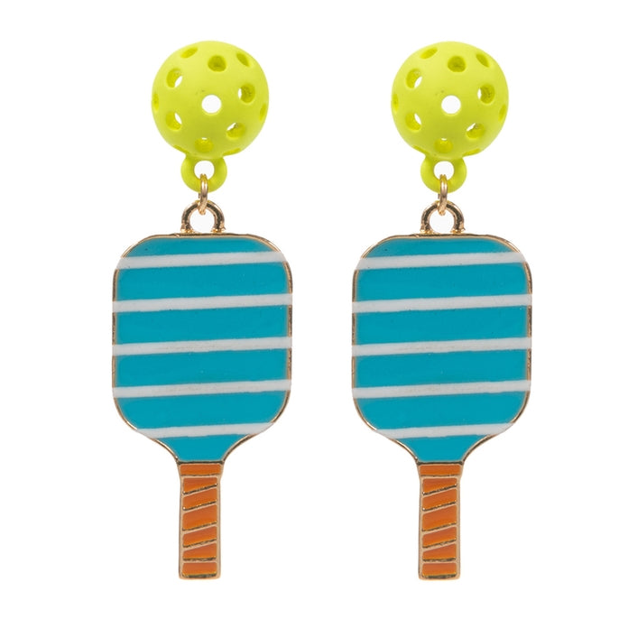 Color Strip Design Pickleball Pad Post Earrings