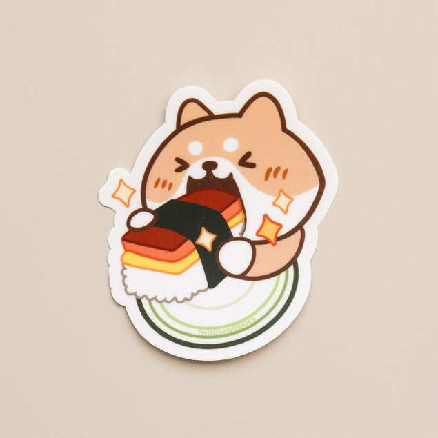 Corgi Spam Musubi Vinyl Sticker