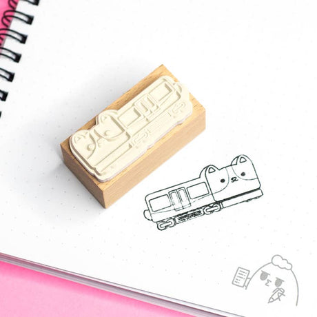 Corgi Train Rubber Stamp