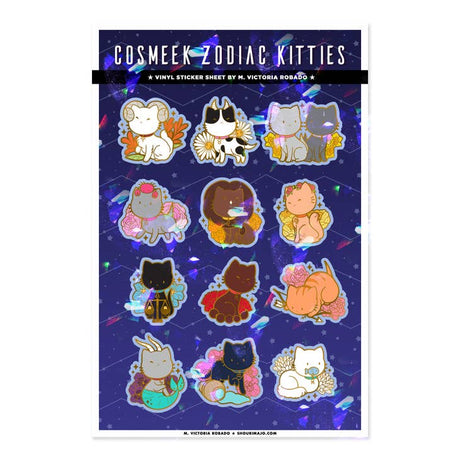 Cosmeek Kitty Zodiac Sparkly Sticker Sheet