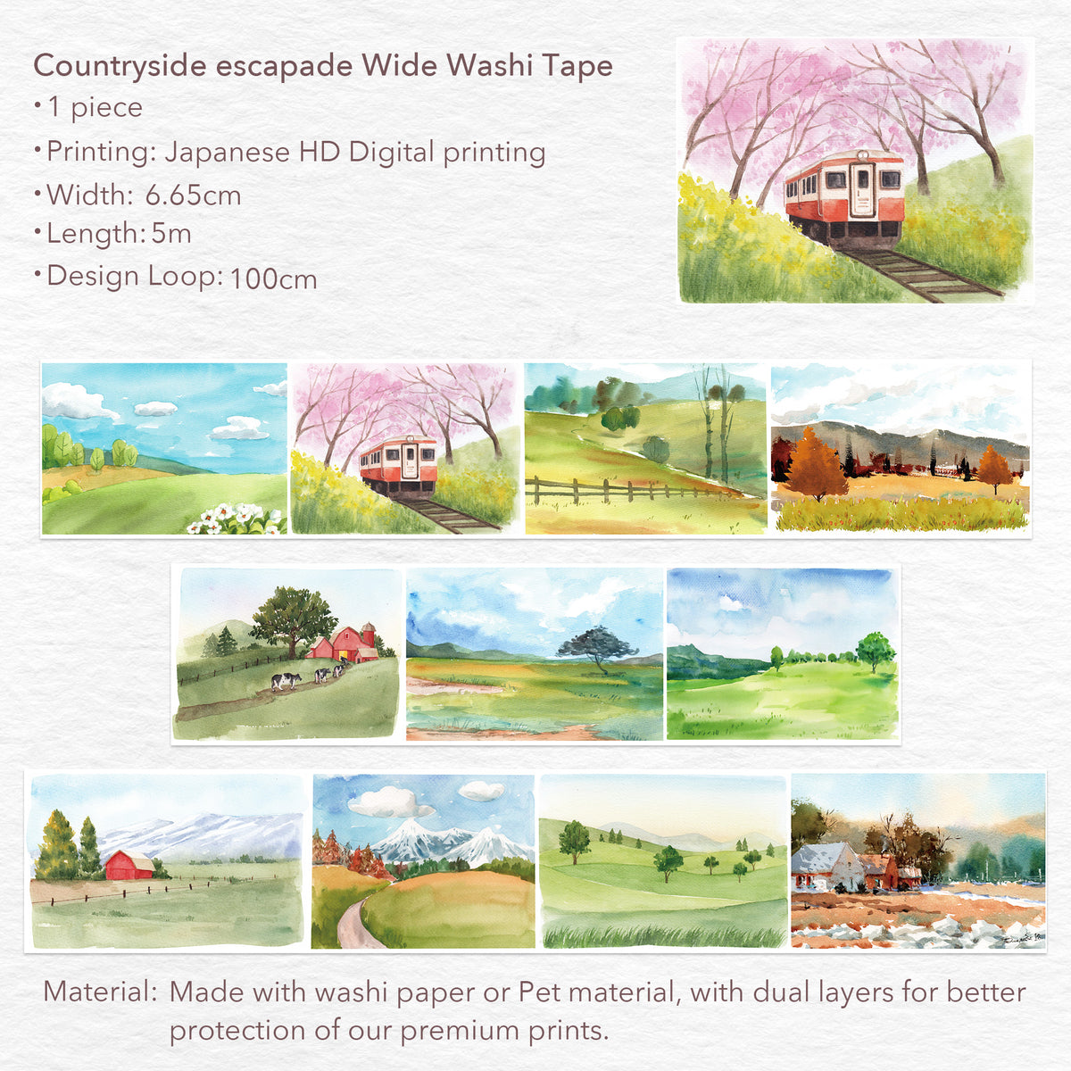 Countryside Escapade Wide Washi / PET Tape