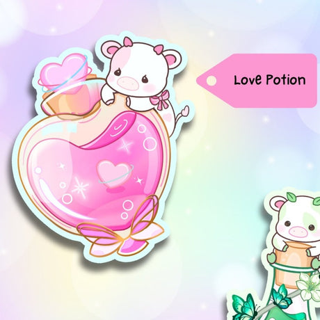 Love Potion Cow Vinyl Sticker