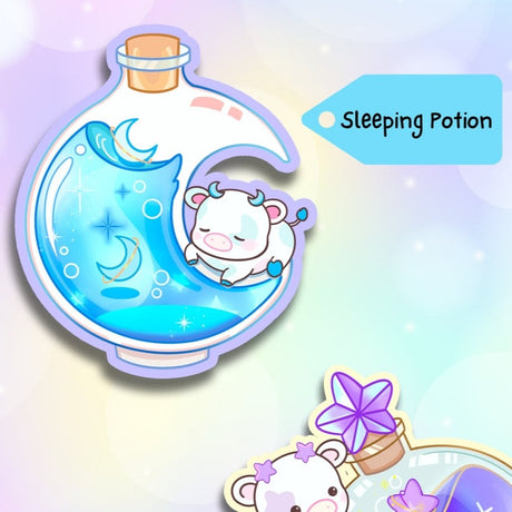 Sleeping Potion Cow Sticker