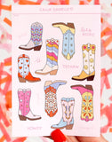 Cowgirl Boots Sticker Sheet