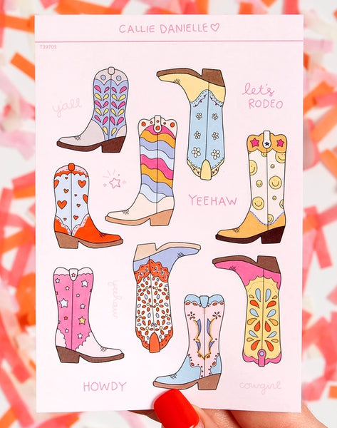 Cowgirl Boots Sticker Sheet