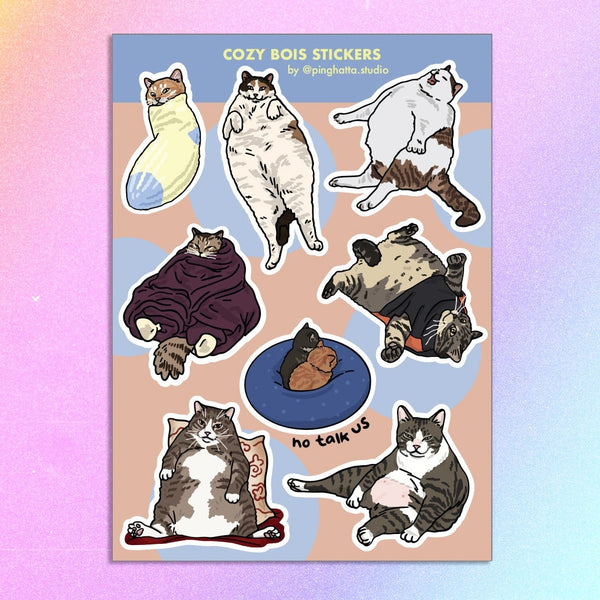 Cozy Bois Cat Meme Sticker Sheet