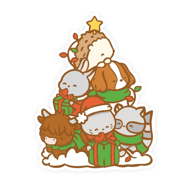 Critter Christmas Tree Vinyl Sticker