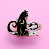 Pin de esmalte con forma de gato en forma de bola de cristal: colección de Halloween 