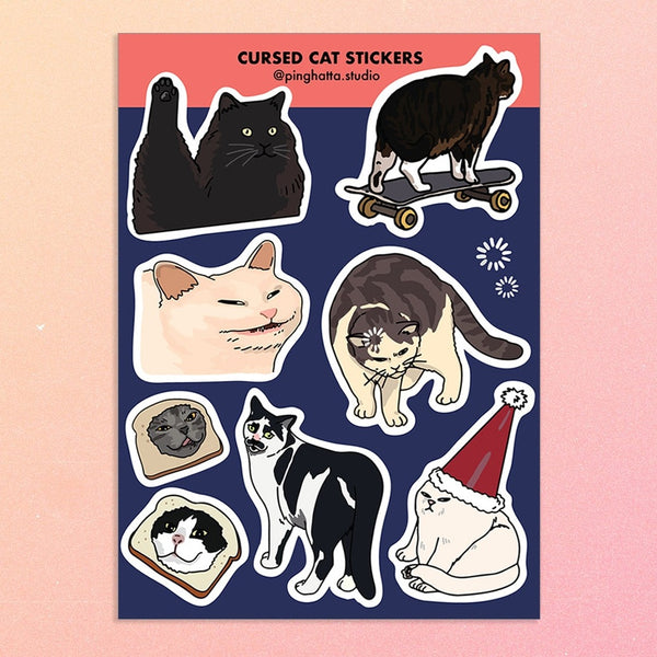 Cursed Cats Meme Sticker Sheet