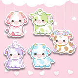 Cute Pink Flower Cow Sticker