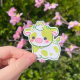 Cute Green Flower Cow Sticker