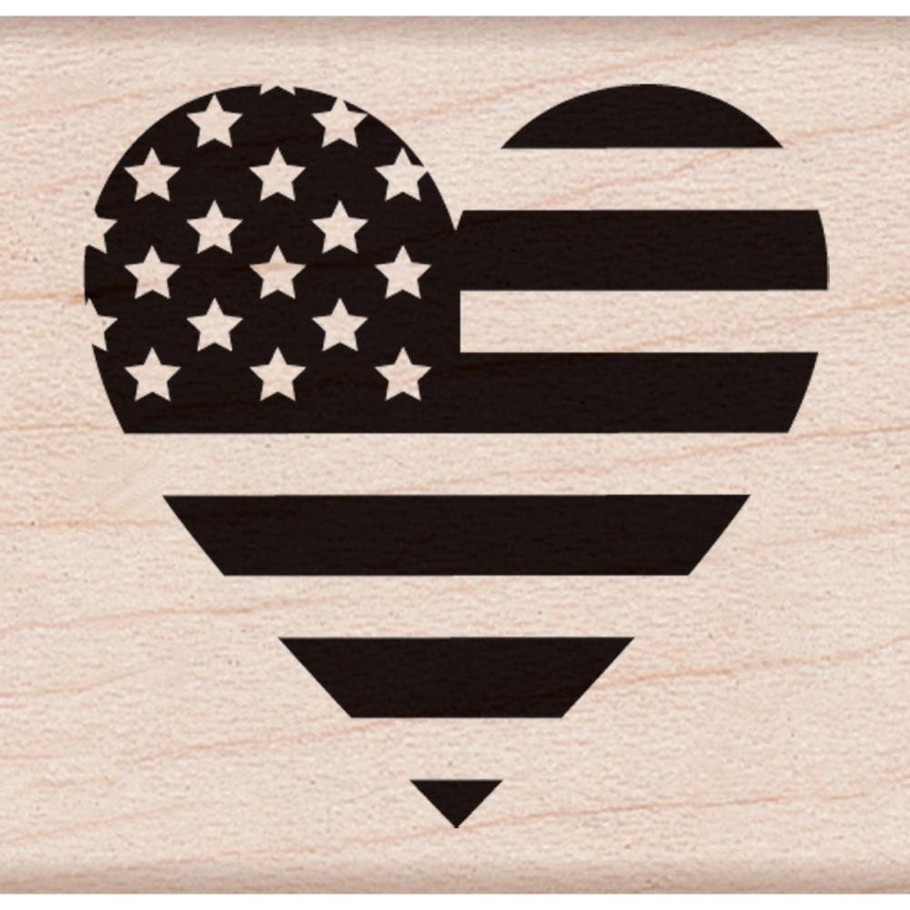 Heart Flag Rubber Stamp