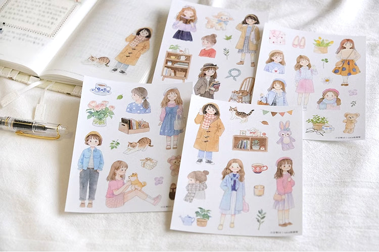 Daily Life Girl Sticker Sheet A6 (Set of 4)