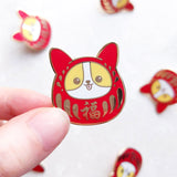 Pin de esmalte de Daruma Corgi