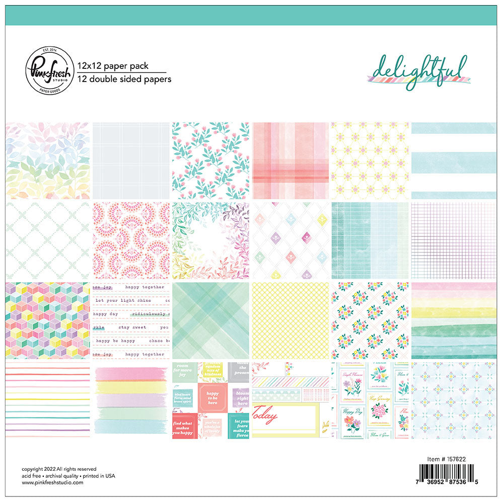 Delightful Paper Pack 12"X12" 12/Pkg