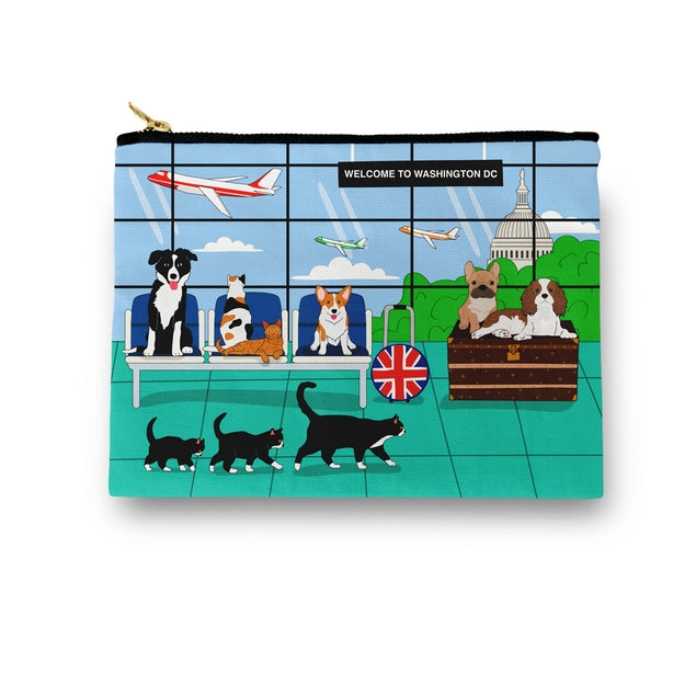 Dogs & Cats At Washington Dc Airport Amenity / Cosmetic Bag