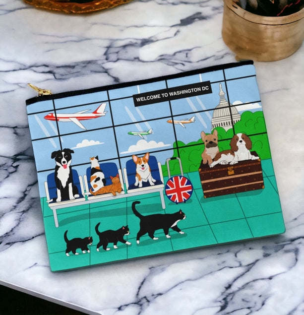 Dogs & Cats At Washington Dc Airport Amenity / Cosmetic Bag