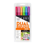 Dual Brush Pen Art Markers Bright 6-Pack