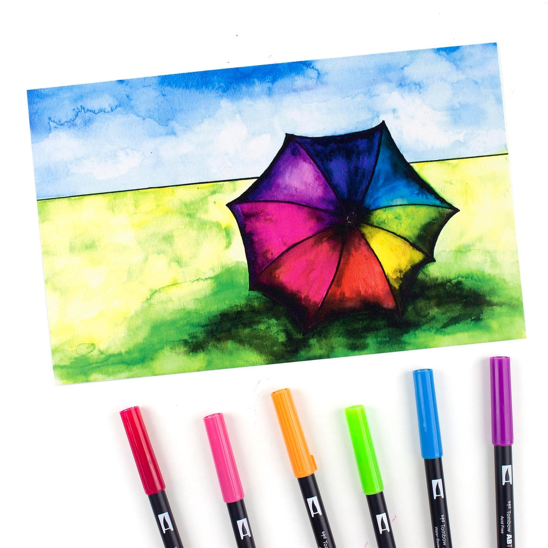 Dual Brush Pen Art Markers Bright 6-Pack