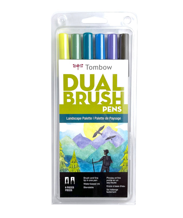 Dual Brush Pen Art Markers Landscape 6-Pack