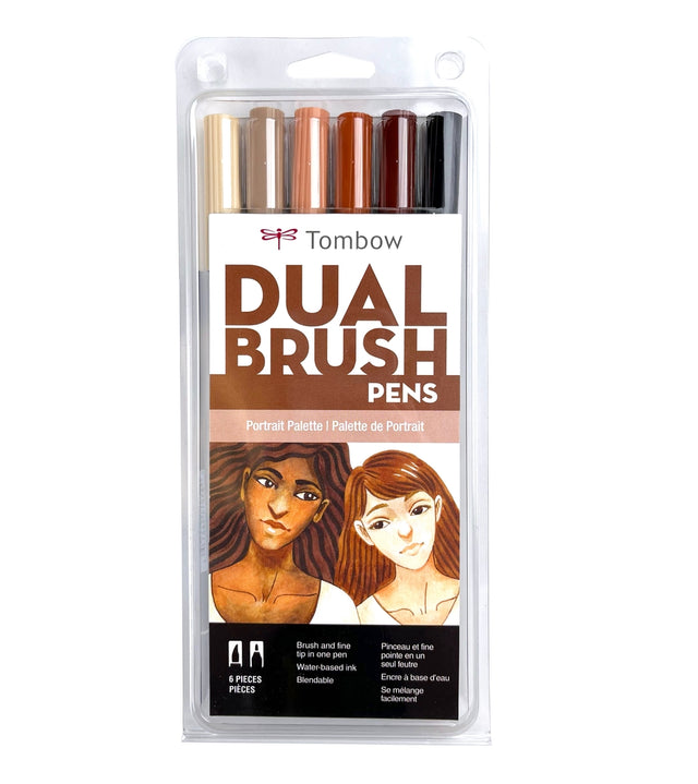 Dual Brush Pen Art Markers Portrait 6-Pack