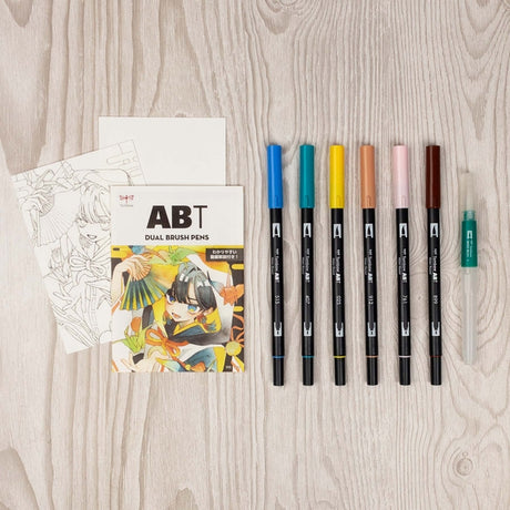 Dual Brush Pen Art Markers, Manga Illustration, Bird 6-Pack