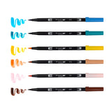 Dual Brush Pen Art Markers, Manga Illustration, Bird 6-Pack