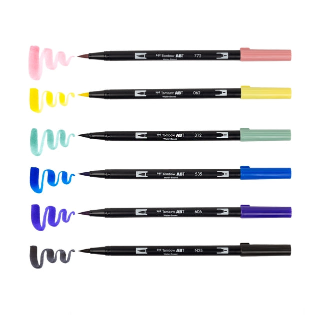 Dual Brush Pen Art Markers, Manga Illustration, Moon 6-Pack