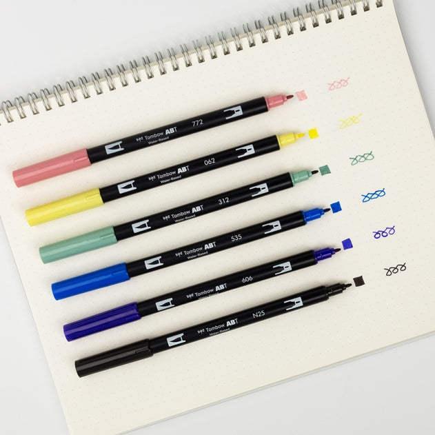 Dual Brush Pen Art Markers, Manga Illustration, Moon 6-Pack