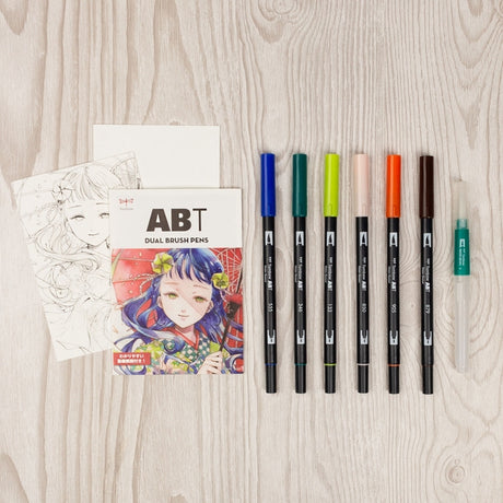 Dual Brush Pen Art Markers, Manga Illustration, Wind 6-Pack