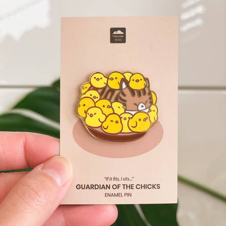 Guardian of Chicks Cat Enamel Pin