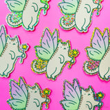 Fairy Cat Glitter Whimsical Vinyl Sticker