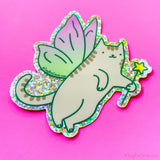 Fairy Cat Glitter Whimsical Vinyl Sticker