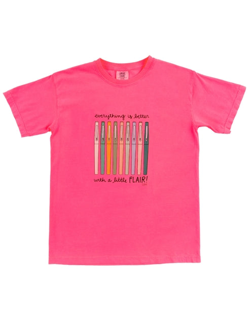 Camiseta Flair Pens - Rosa neón