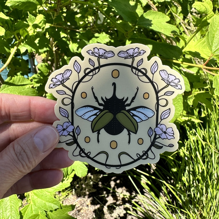 Floral Beetle Vinyl Sticker