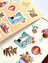 Floral Coffee Washi Sticker Sheet