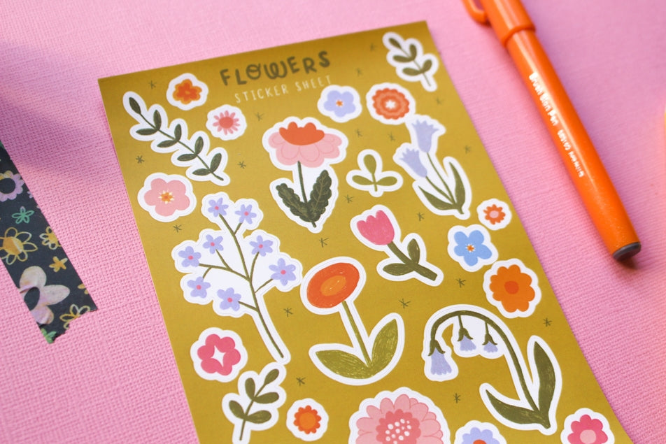 Floral Flowers Sticker Sheet