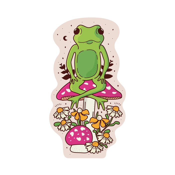 Floral Froggy & Fungi Vinyl Sticker