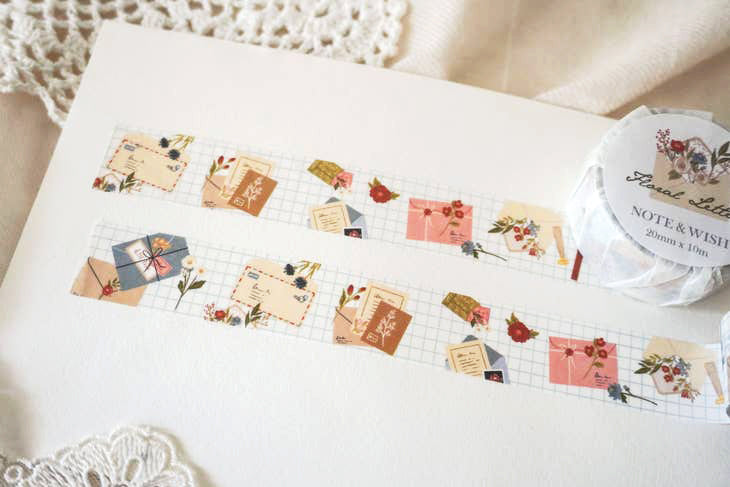 Cinta washi con letras florales