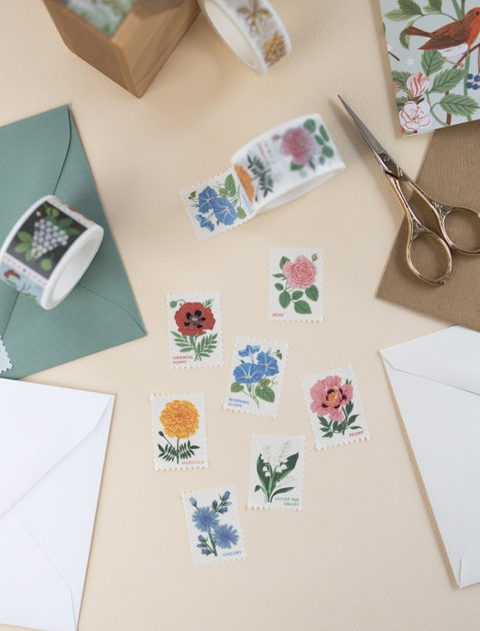 Cinta washi perforada con motivos florales