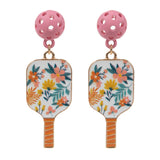 Flower-Designed Pickleball Pad Post Earrings