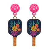 Flower-Designed Pickleball Pad Post Earrings