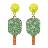 Flower-Designed Pickleball Pad Post Earrings