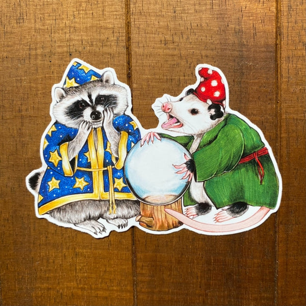 Fortuneteller Opossum and Raccoon Vinyl Sticker