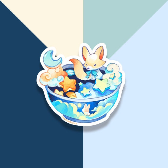 Fox & Rabbit Lunar Bowl Vinyl Sticker