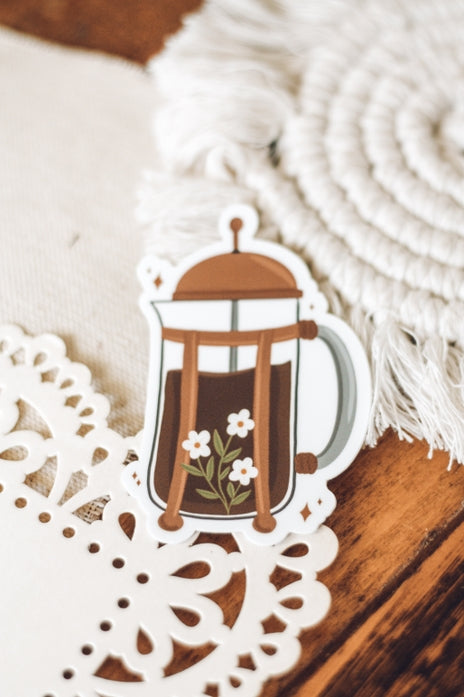 French Press Coffee Sticker