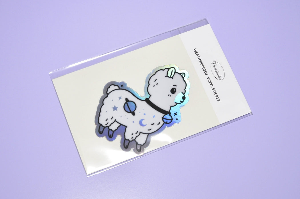 Galaxy Alpaca Holographic Vinyl Sticker