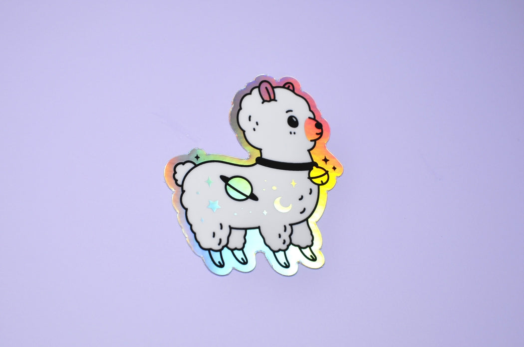 Galaxy Alpaca Holographic Vinyl Sticker